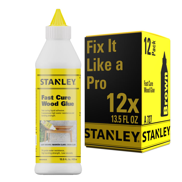 Stanley Fast Cure Wood Glue - D4 High Durability, 13.5oz