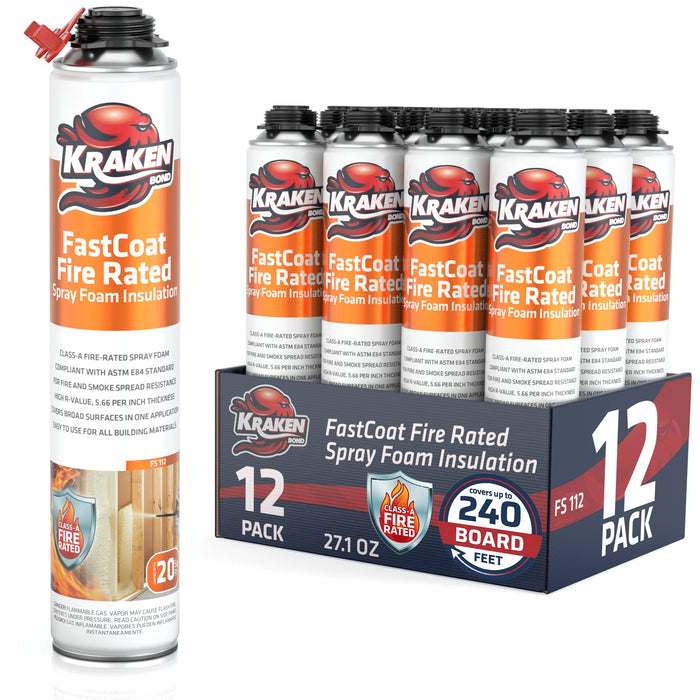 Kraken Bond FastCoat Insulation Spray Foam (Closed Cell Expanding Foam), Class A Fire Rated