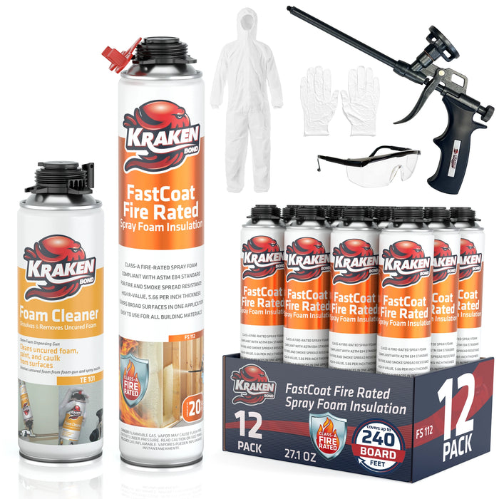 Kraken Bond FastCoat Insulation Spray Foam (Closed Cell Expanding Foam), Class A Fire Rated
