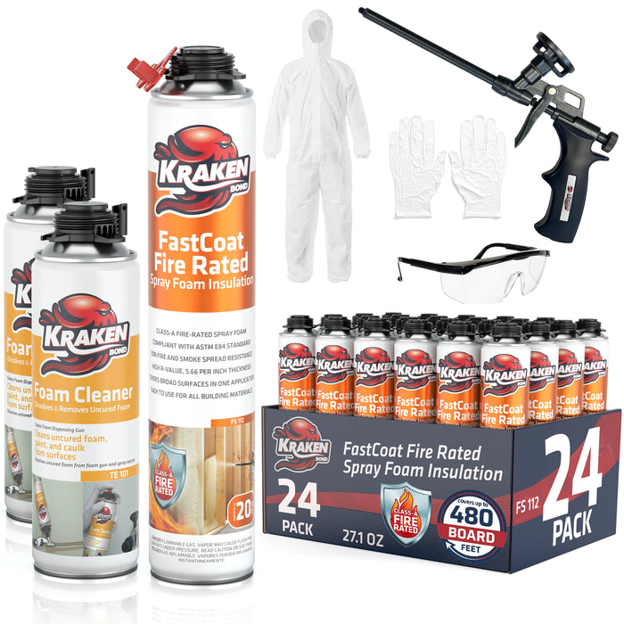 Kraken Bond FastCoat Insulation Spray Foam (Closed Cell Expanding Foam), Class A Fire Rated