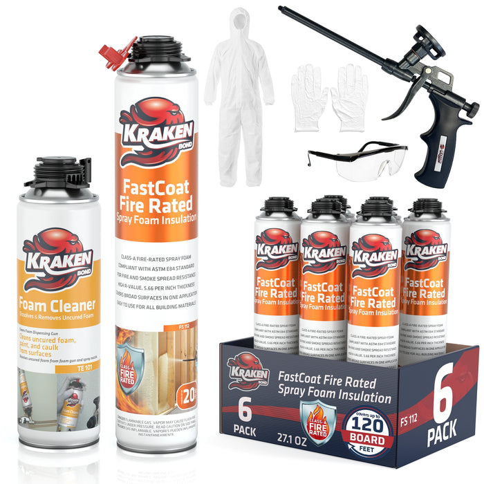 Kraken Bond FastCoat Insulation Spray Foam (Closed Cell Expanding Foam), Class A Fire Rated