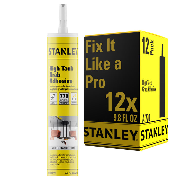 Stanley Hybrid Polymer High Tack Grab Adhesive - White, 9.8 fl oz