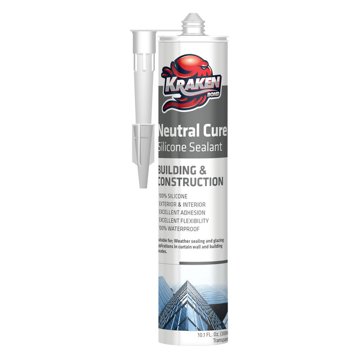 Kraken Bond Neutral Cure Building-Construction Silicone Sealant - Clear, 10.1 fl oz