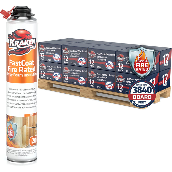 Kraken Bond FastCoat Insulation Spray Foam (Closed Cell Expanding Foam), Class A Fire Rated