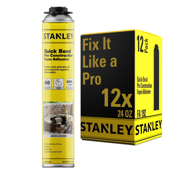 Stanley Quick Bond Pro Construction Gun Foam Adhesive, 24oz