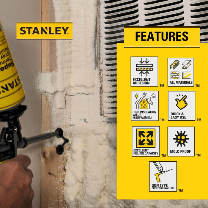 Stanley SuperCoat Thermal & Sound Insulation Spray Foam (Closed Cell)