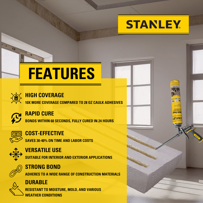 Stanley Quick Bond Pro Construction Gun Foam Adhesive, 24oz