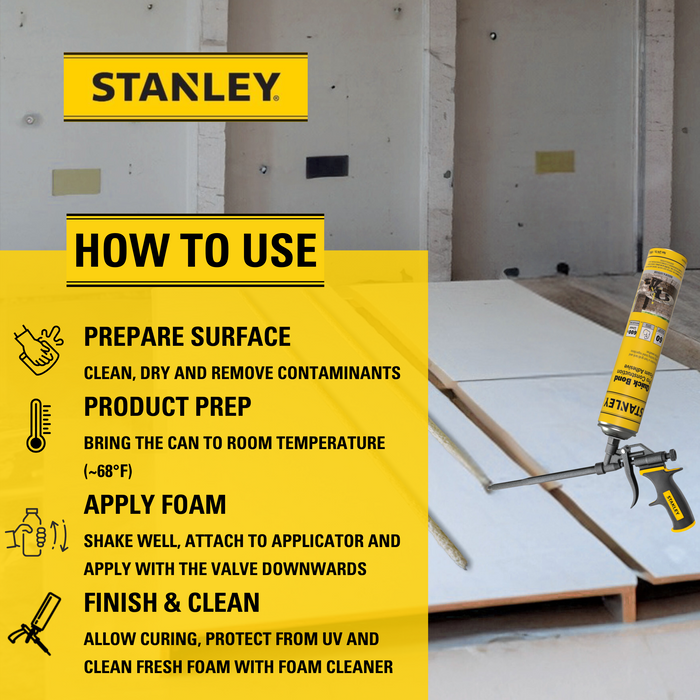 Stanley Quick Bond Pro Construction Gun Foam Adhesive, 24oz