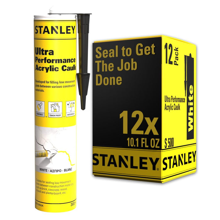 Stanley Ultra Performance Acrylic Caulk - White, 10.1 fl oz