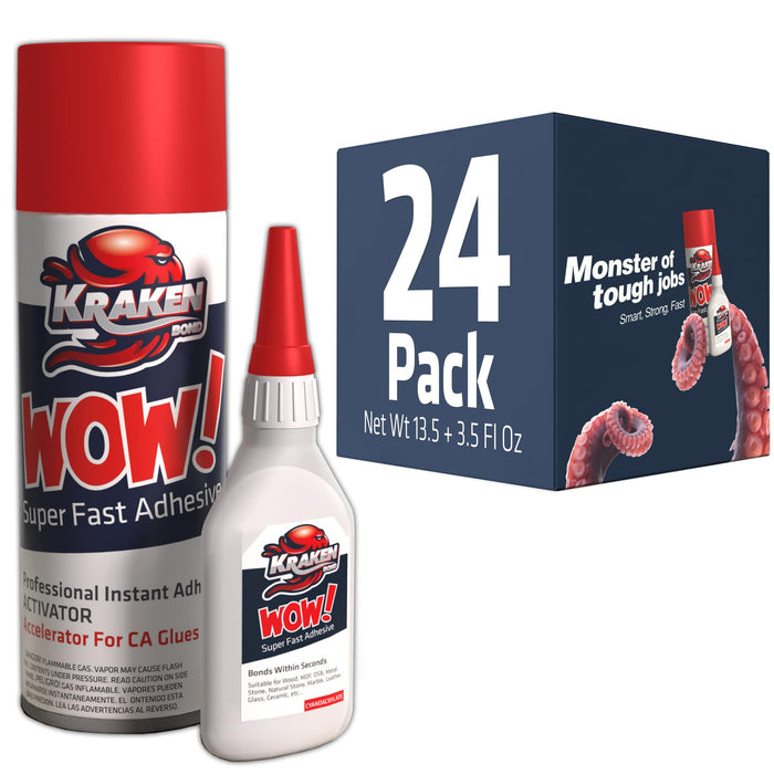 Kraken Bond WOW Super Fast Adhesive CA Glue with Activator Spray