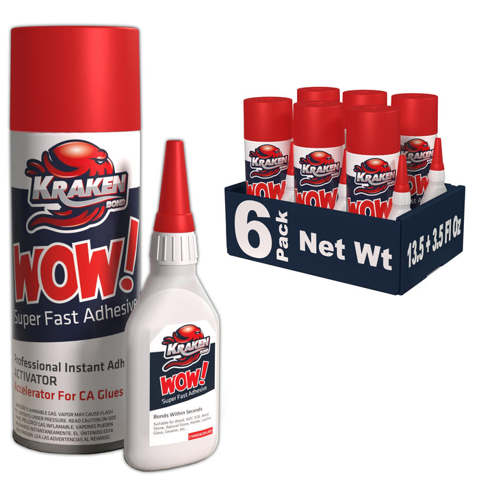 Kraken Bond WOW Super Fast Adhesive CA Glue with Activator Spray