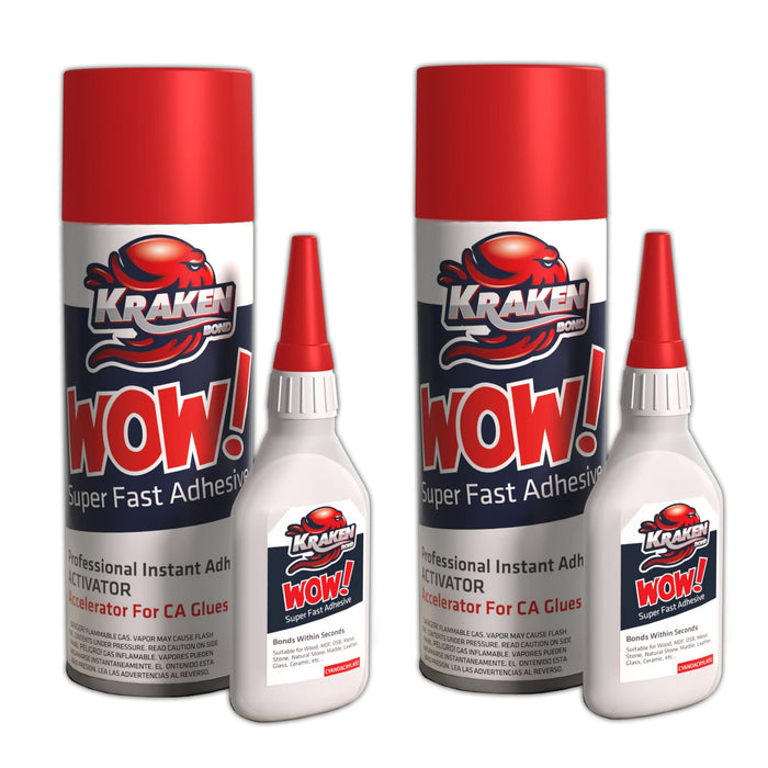 Kraken Bond WOW Super Fast Adhesive CA Glue with Activator Spray