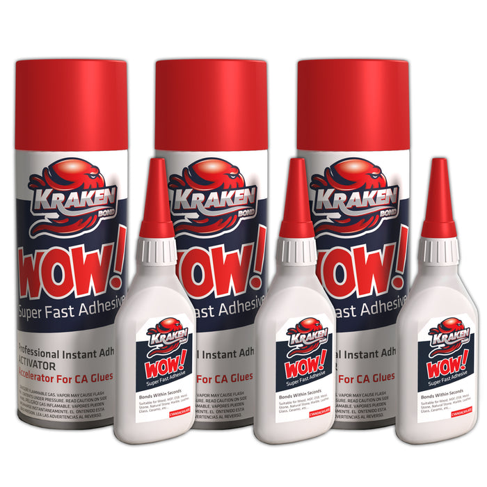 Kraken Bond WOW Super Fast Adhesive CA Glue with Activator Spray