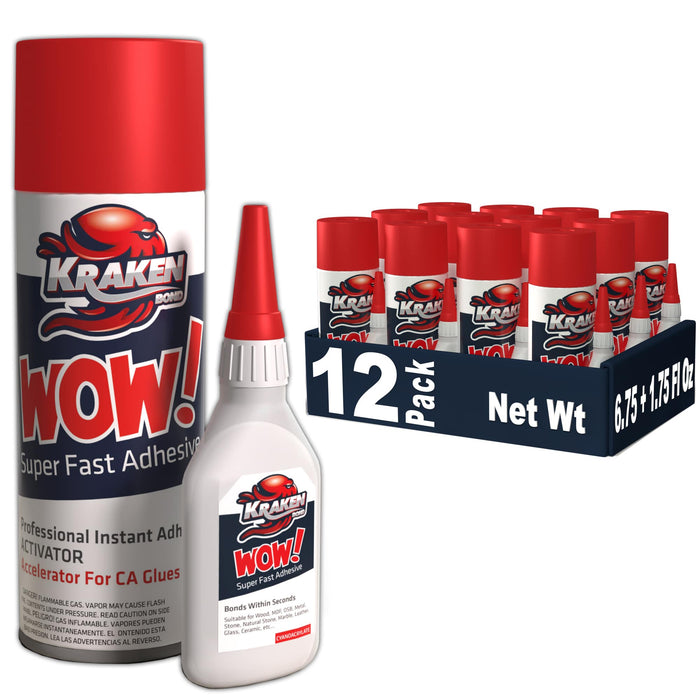 Kraken Bond WOW Super Fast Adhesive CA Glue with Activator Spray