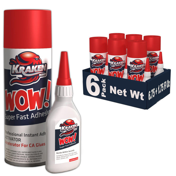 Kraken Bond WOW Super Fast Adhesive CA Glue with Activator Spray