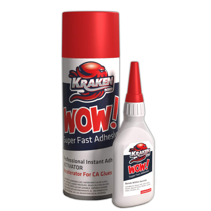 Kraken Bond WOW Super Fast Adhesive CA Glue with Activator Spray