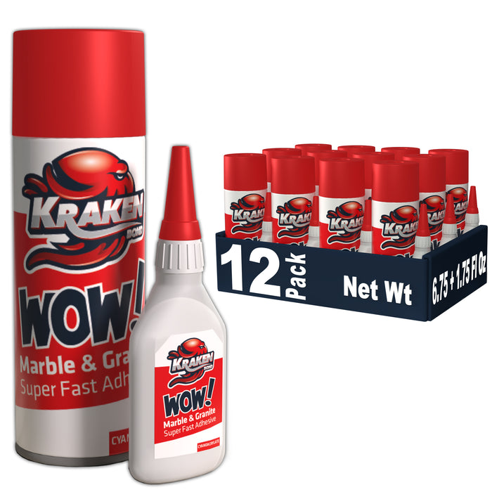 Kraken Bond WOW Marble & Granite Super Fast Adhesive with Accelerator Spray