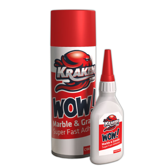 Kraken Bond WOW Marble & Granite Super Fast Adhesive with Accelerator Spray