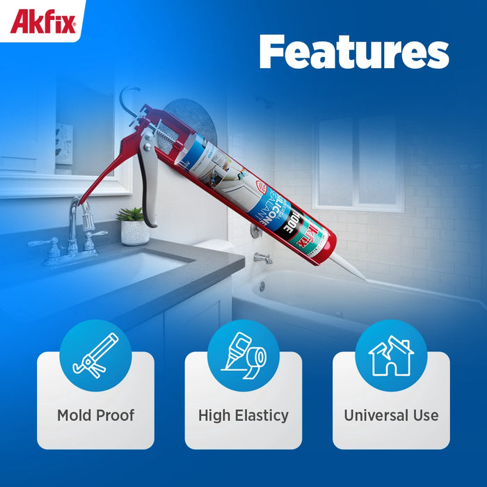 Akfix 100E Universal Silicone Sealant - 10.1 fl oz