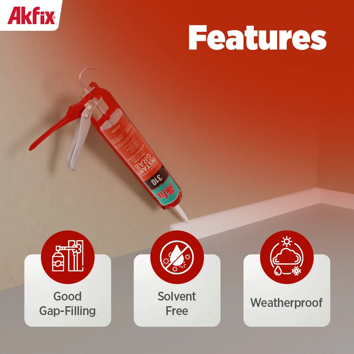 Akfix 310 Instant Grab Adhesive - White, 10.1 fl oz