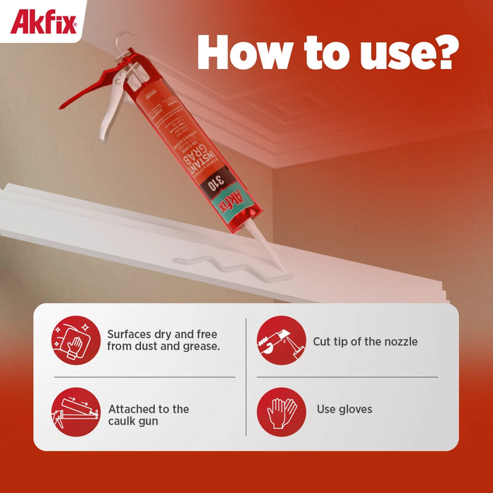 Akfix 310 Instant Grab Adhesive - White, 10.1 fl oz