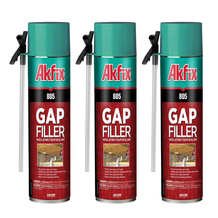 Akfix 805 Gap Filler Polyurethane Straw Foam - 3 Pack