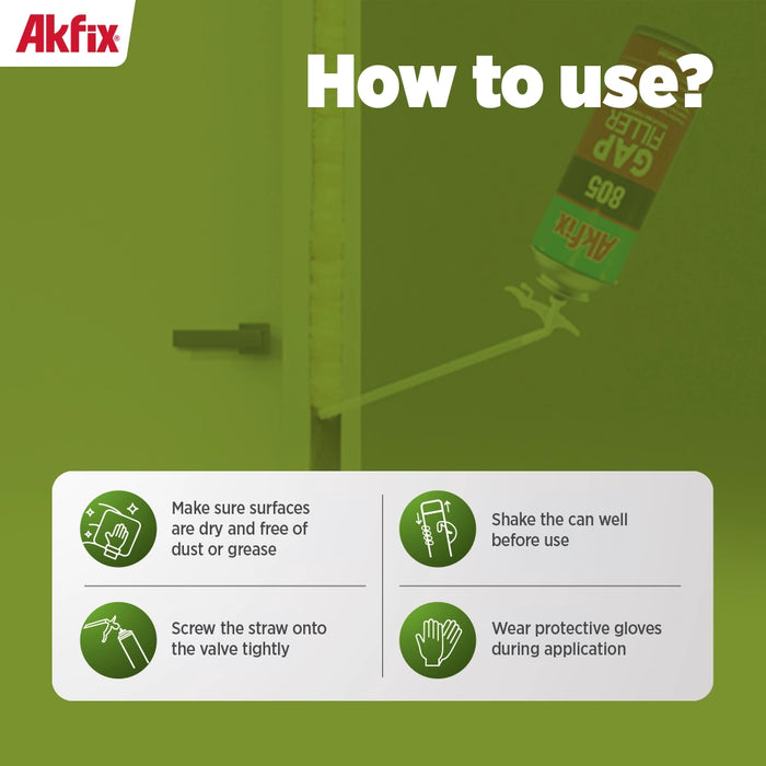 Akfix 805 Gap Filler Polyurethane Straw Foam - 12 oz / 25.3 oz