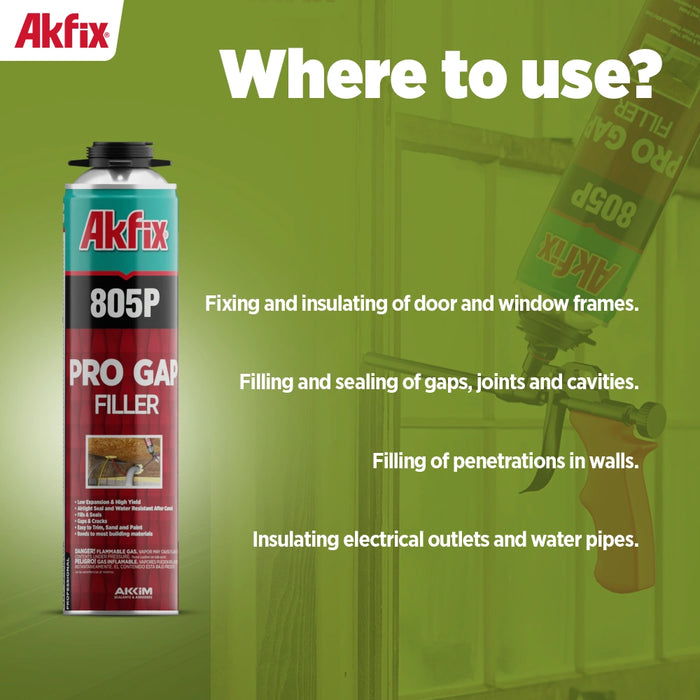 Akfix 805P Pro Gap Filler, Insulation Gun Foam Sealant 29 oz