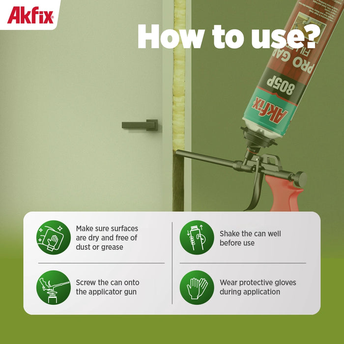Akfix 805P Pro Gap Filler, Insulation Gun Foam Sealant 29 oz