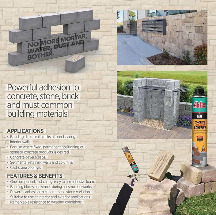 Akfix 962P Concrete Stone & Brick Adhesive Foam - Usage 5