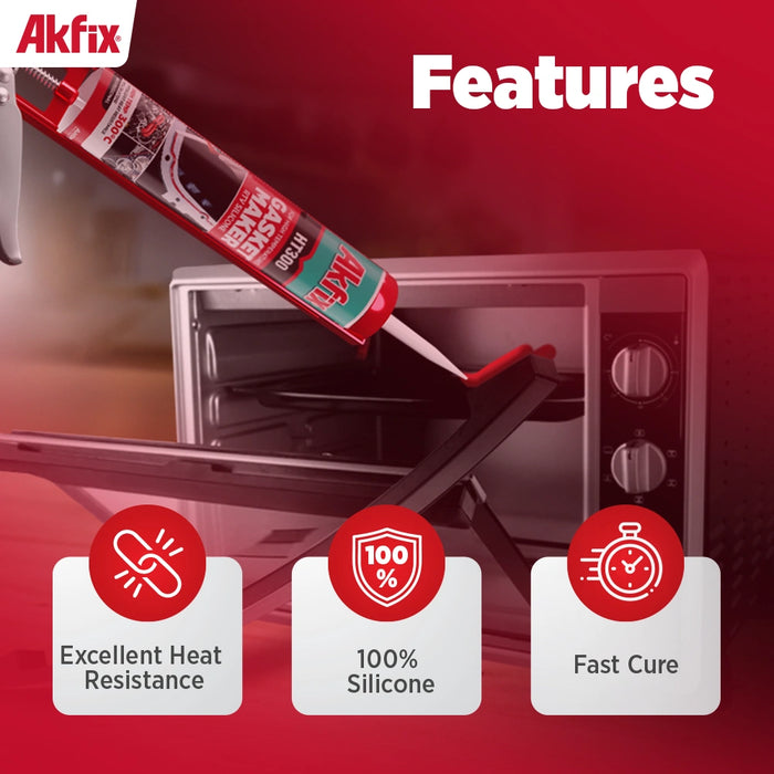 Akfix HT300 High Temp Silicone Gasket Maker, Red 10.1 fl oz