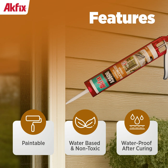 Akfix AS606 White Siliconized Acrylic Sealant - 10.1 fl oz