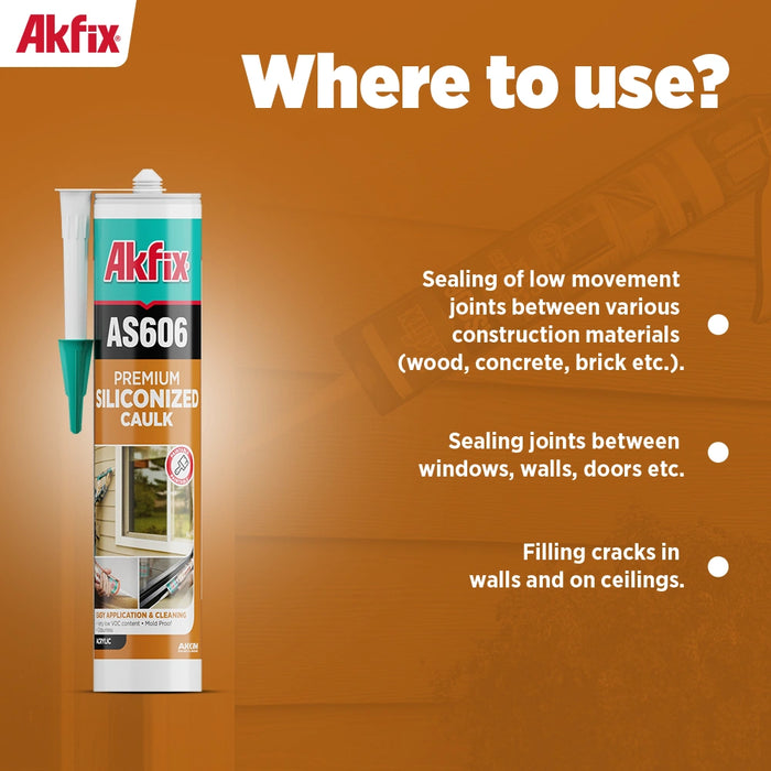 Akfix AS606 White Siliconized Acrylic Sealant - 10.1 fl oz