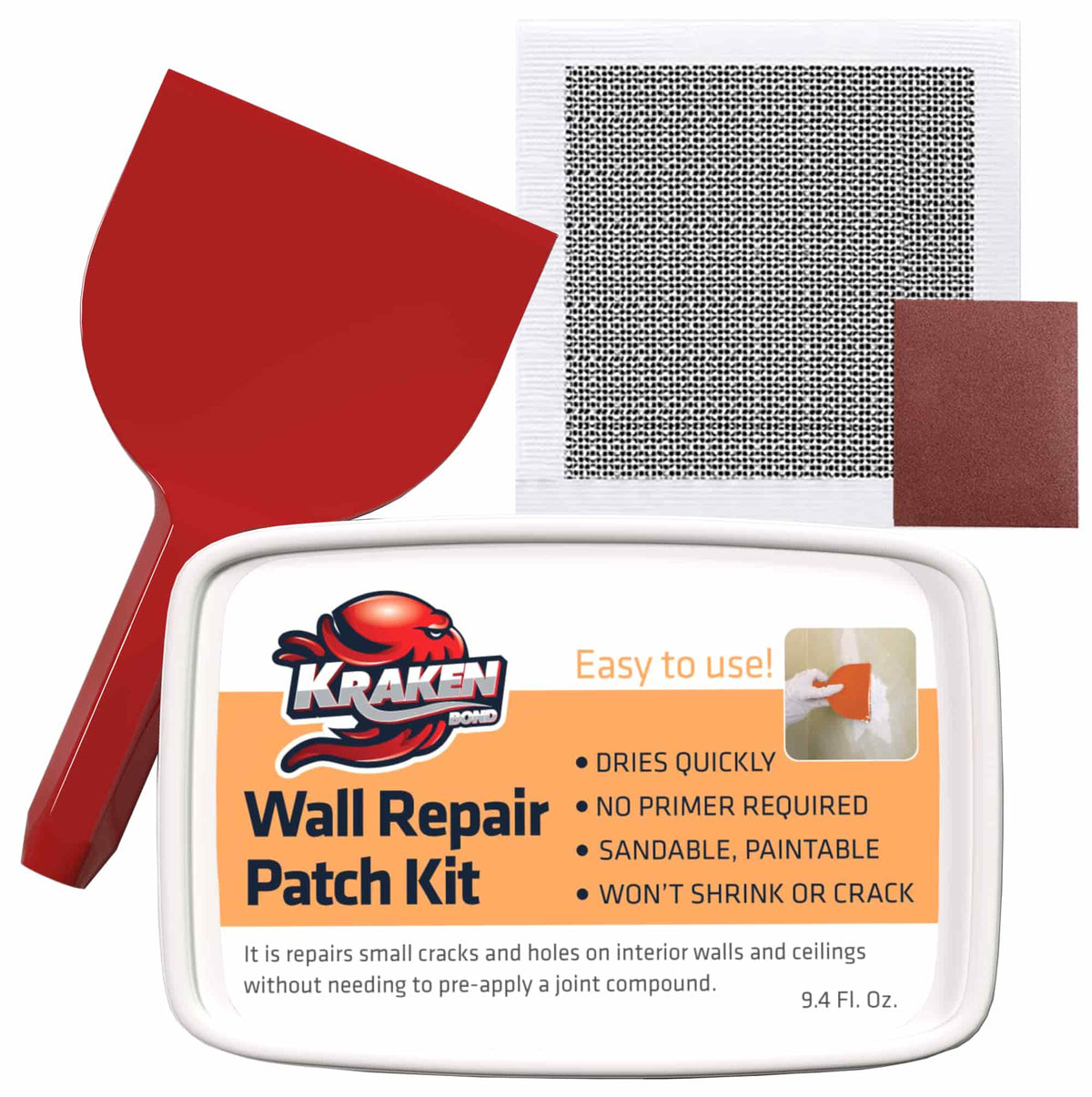 Kraken Bond Wall Repair Patch Kit | Comprehensive Wall Patch Repair Kit