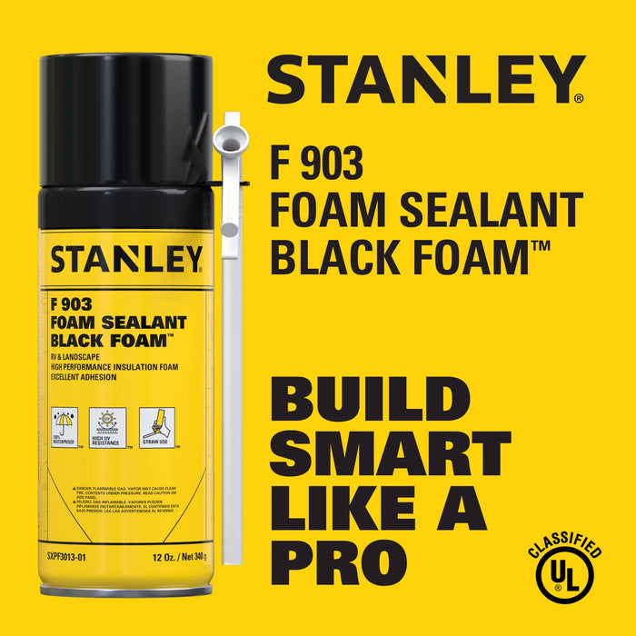 Stanley F903 Black Foam Sealant for Waterfall, Landscaping, and RVs - Straw, 12 oz