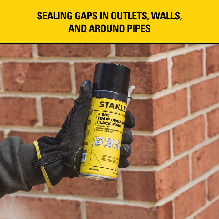 Stanley F903 Black Foam Sealant for Waterfall, Landscaping, and RVs - Straw, 12 oz