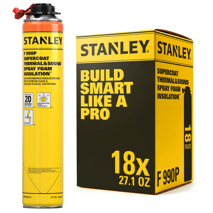 Stanley F990P SuperCoat Thermal & Sound Spray Foam Insulation Kit (Closed Cell), Class A Fire Rated, 27.1oz