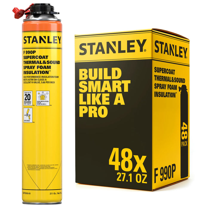 Stanley F990P SuperCoat Thermal & Sound Spray Foam Insulation Kit (Closed Cell), Class A Fire Rated, 27.1oz