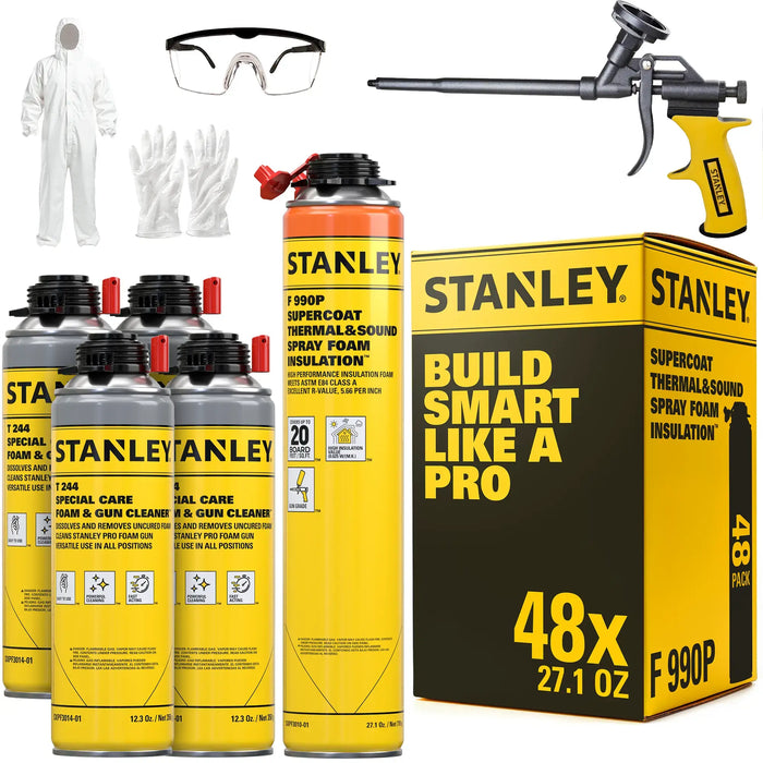 Stanley F990P SuperCoat Thermal & Sound Spray Foam Insulation Kit (Closed Cell), Class A Fire Rated, 27.1oz