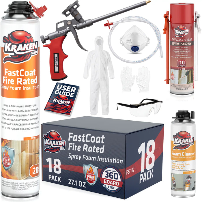 Kraken Bond FastCoat Insulation Spray Foam (Closed Cell Expanding Foam), Class A Fire Rated