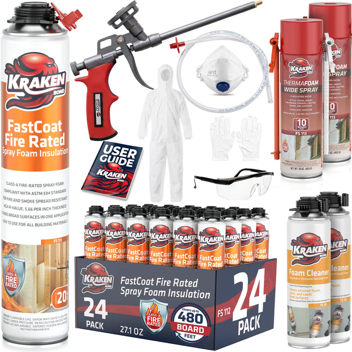 Kraken Bond FastCoat Insulation Spray Foam (Closed Cell Expanding Foam), Class A Fire Rated
