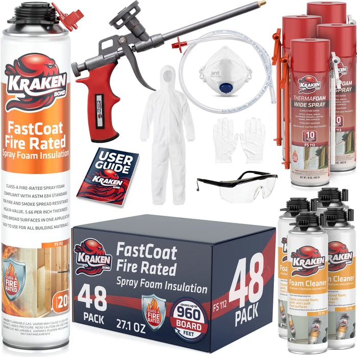 Kraken Bond FastCoat Insulation Spray Foam (Closed Cell Expanding Foam), Class A Fire Rated