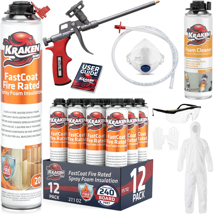 Kraken Bond FastCoat Insulation Spray Foam (Closed Cell Expanding Foam), Class A Fire Rated