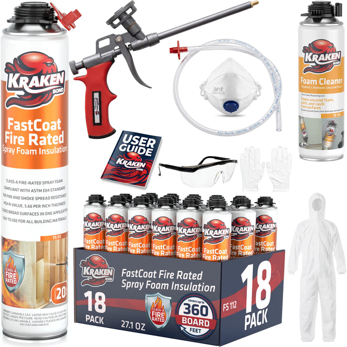 Kraken Bond FastCoat Insulation Spray Foam (Closed Cell Expanding Foam), Class A Fire Rated