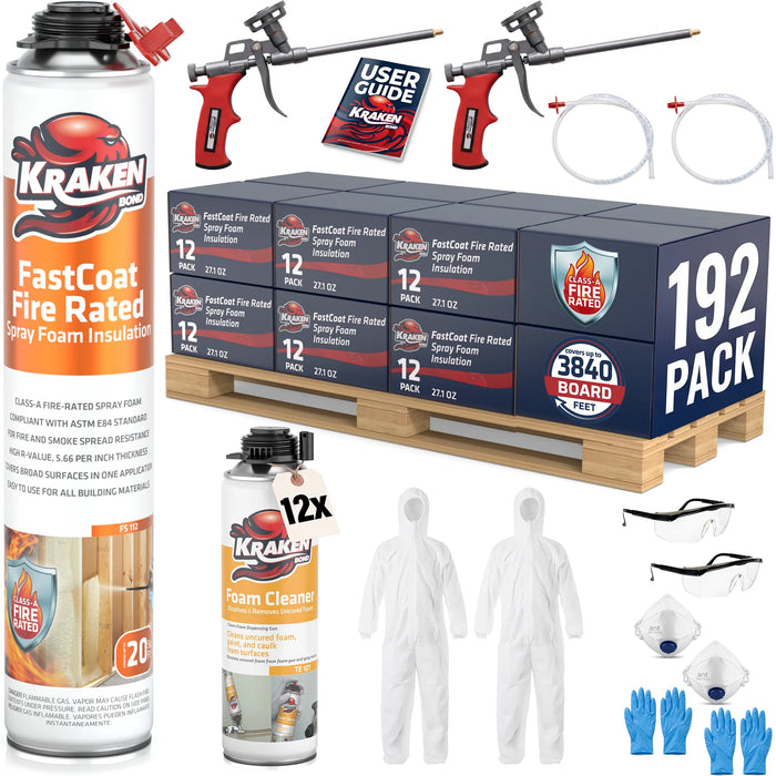 Kraken Bond FastCoat Insulation Spray Foam (Closed Cell Expanding Foam), Class A Fire Rated