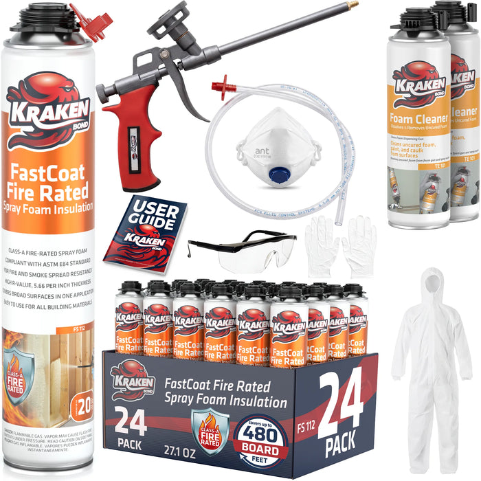 Kraken Bond FastCoat Insulation Spray Foam (Closed Cell Expanding Foam), Class A Fire Rated