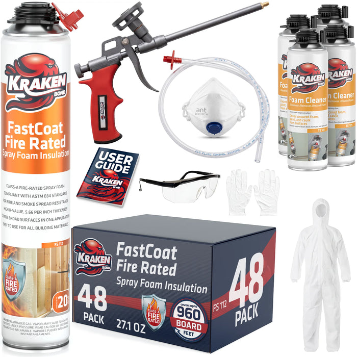 Kraken Bond FastCoat Insulation Spray Foam (Closed Cell Expanding Foam), Class A Fire Rated