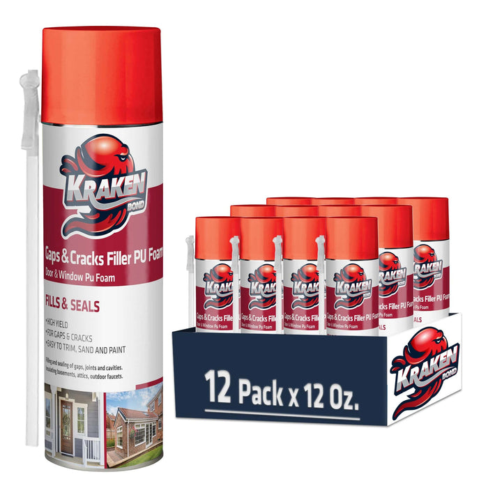 Kraken Bond Gaps & Cracks Filler Straw Foam 12 oz - 12 Pack