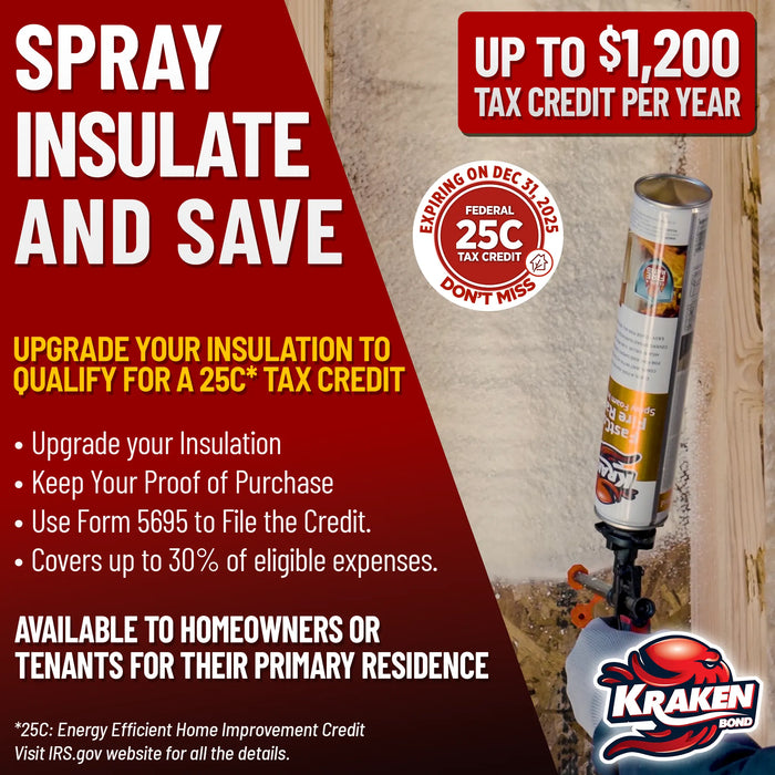 Kraken Bond Gaps & Cracks Filler Straw Foam, Insulating Foam Sealant 12/24 oz