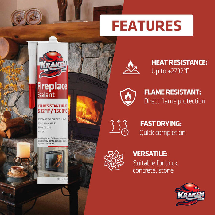 Kraken Bond Fireplace Sealant - Fireplace Caulk - Features